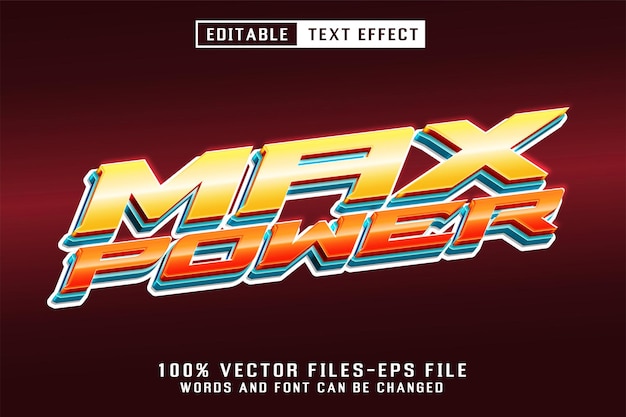 Efecto de texto editable para el texto Max Power 3d