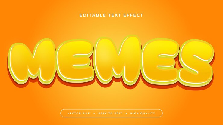 Vector efecto de texto editable texto de memes amarillos sobre fondo naranja