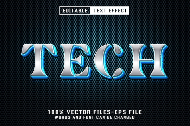 Efecto de texto editable de texto metálico Tech 3d