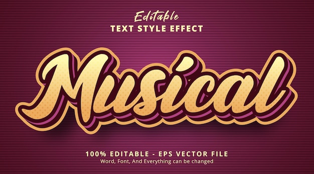 Efecto de texto editable Texto musical con estilo de combinación de colores en capas