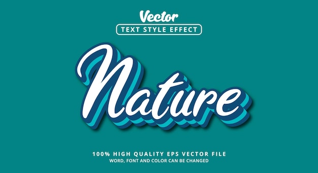 Efecto de texto editable, texto natural con estilo azul y estilo en capas