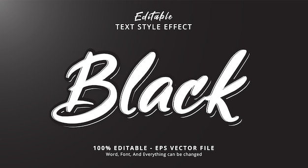 Efecto de texto editable, texto negro en una plantilla de estilo negro fresco