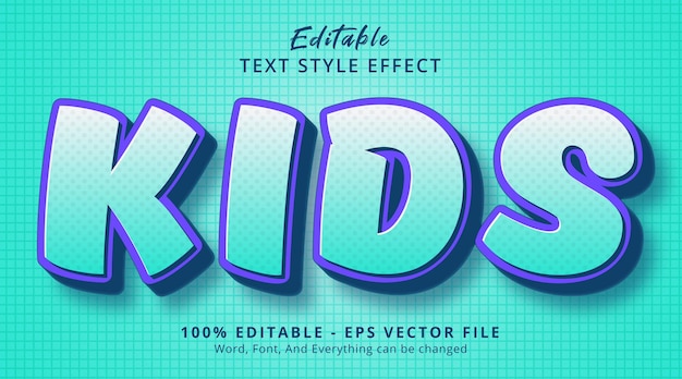 Efecto de texto editable, texto para niños en el efecto de estilo cómic de título