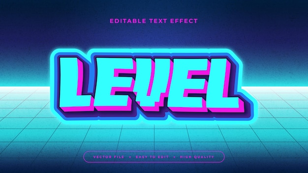 Efecto de texto editable Texto de nivel azul en fondo azul claro del suelo