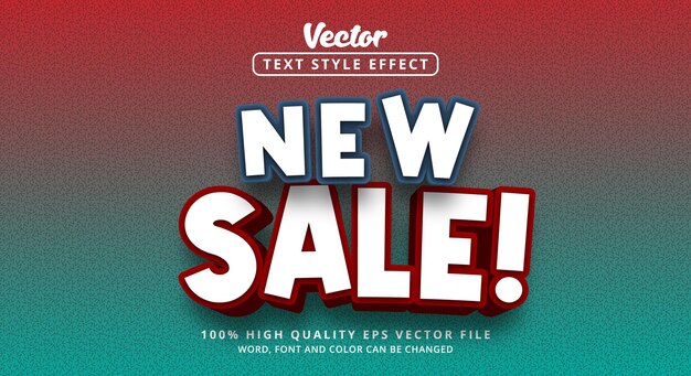 Efecto de texto editable, texto de nueva venta en estilo de color azul y rojo