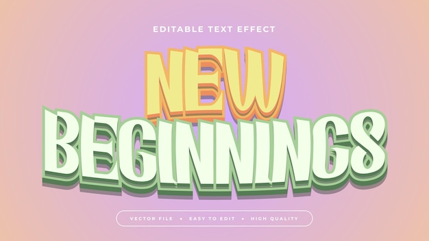 Efecto de texto editable Texto de nuevos comienzos amarillos en fondo de gradiente suave