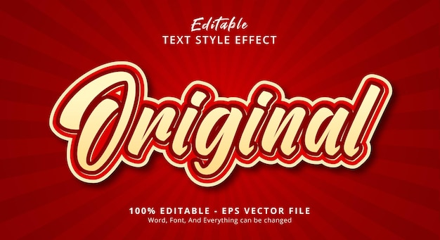 Efecto de texto editable de texto original rojo y amarillo vintage