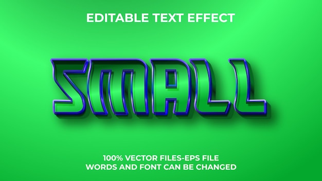 Efecto de texto editable TEXTO PEQUEÑO, estilo de fuente minimalista y creativo en 3d