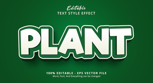 Efecto de texto editable Texto de planta en estilo de color verde en negrita