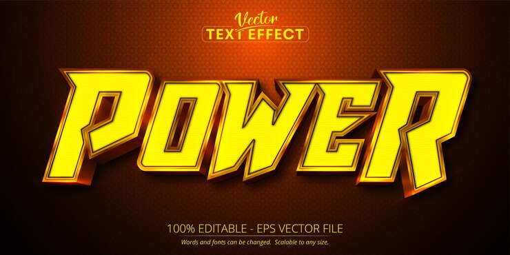 Vector efecto de texto editable texto de poder estilo de texto de dibujos animados