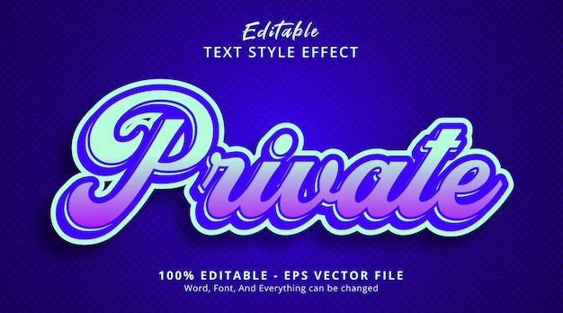 Efecto de texto editable, texto privado en estilo de póster digital moderno