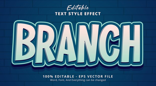 Efecto de texto editable, texto de rama con un estilo de combinación de colores agradable