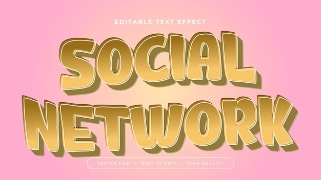 Efecto de texto editable Texto de red social dorado en fondo rosa suave