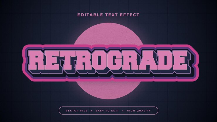 Vector efecto de texto editable texto retrógrado rosa