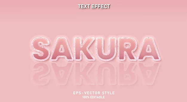 Efecto de texto editable Texto de Sakura rosa en la plantilla de estilo de fondo