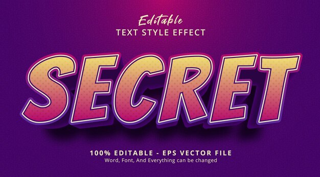 Efecto de texto editable, texto secreto en el estilo de póster de juego de título