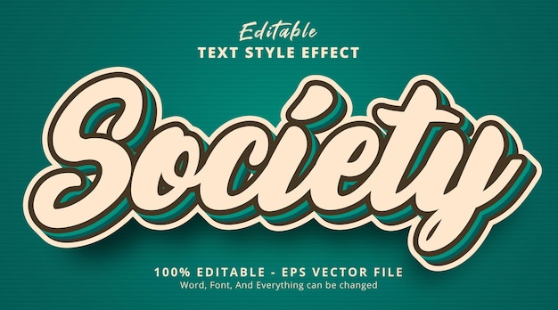 Efecto de texto editable, texto de la sociedad con efecto de estilo de color verde en capas