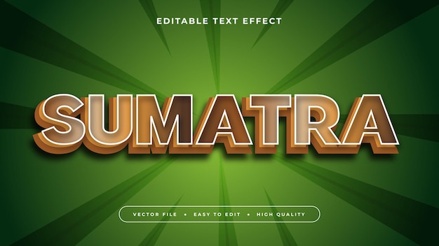 Efecto de texto editable Texto de sumatra marrón sobre fondo verde