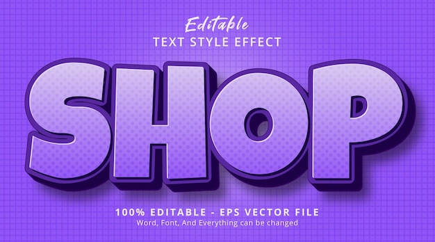 Efecto de texto editable, Texto de la tienda en efecto de estilo cómic de título