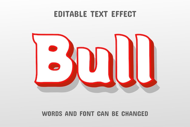 Efecto de texto editable de texto de toro
