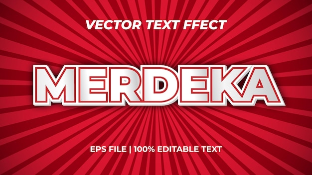 Efecto de texto editable Texto vectorial EPS para fondo cómico del día de la independencia de Indonesia