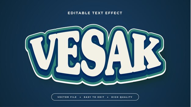 Efecto de texto editable Texto vesak blanco sobre fondo azul oscuro
