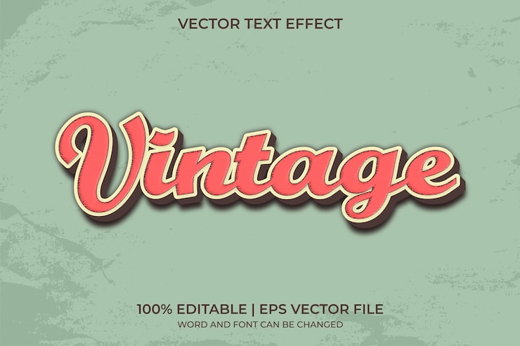 Vector efecto de texto editable de texto vintage