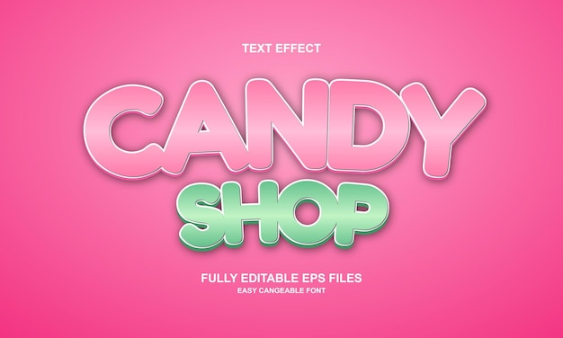 Vector efecto de texto editable de tienda de dulces