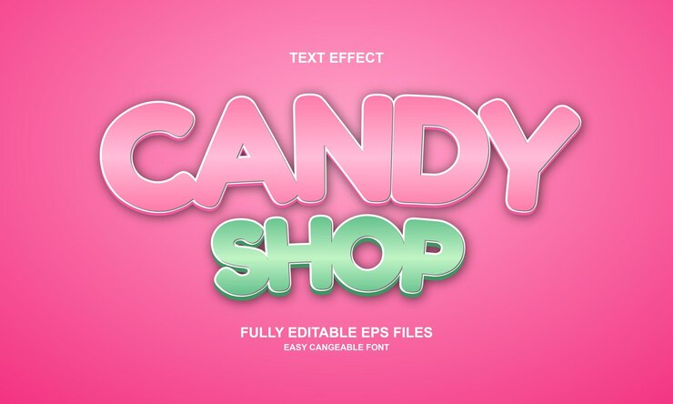 Vector efecto de texto editable de tienda de dulces