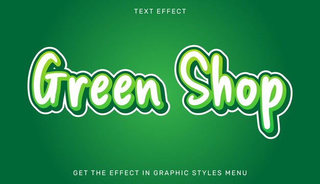 Efecto de texto editable de tienda verde en estilo 3d