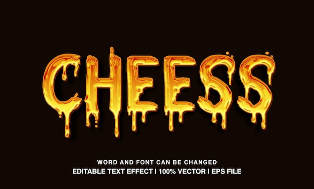 Efecto de texto editable tipo de letra de textura pegajosa de queso