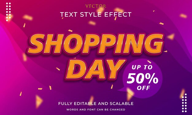 Efecto de texto editable de tipografía de día de compras