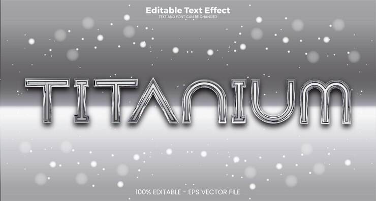 Vector efecto de texto editable de titanio en estilo de tendencia moderna.