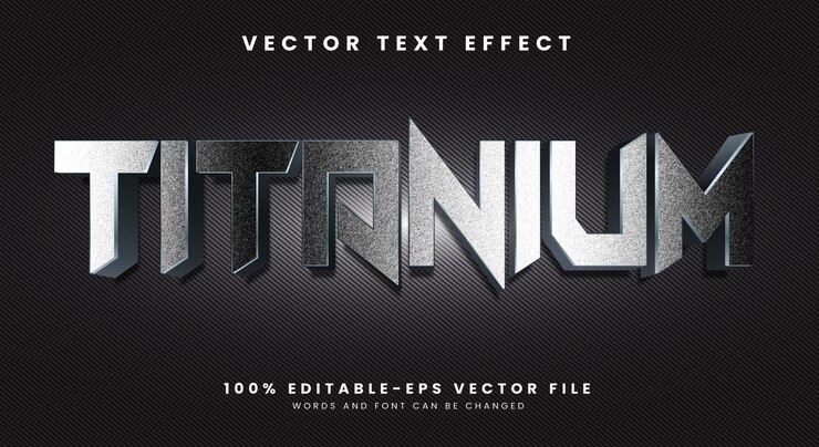 Vector efecto de texto editable de titanio plantilla con estilo de texto brillante y elegante