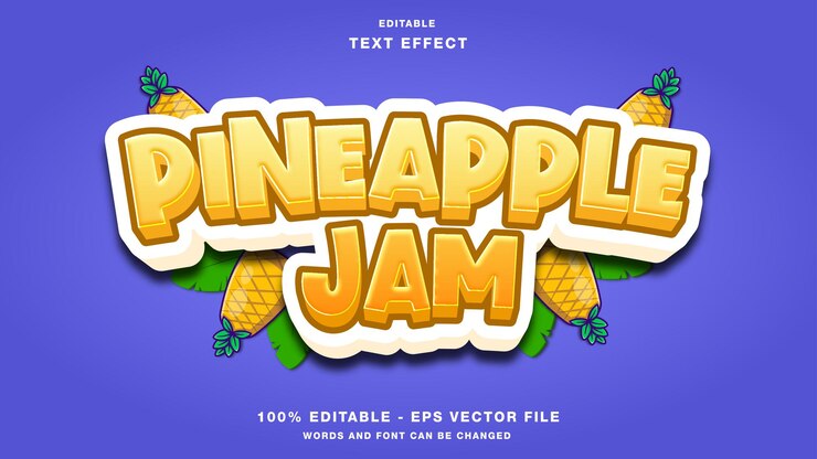 Vector efecto de texto editable del título del juego de dibujos animados de piña mermelada