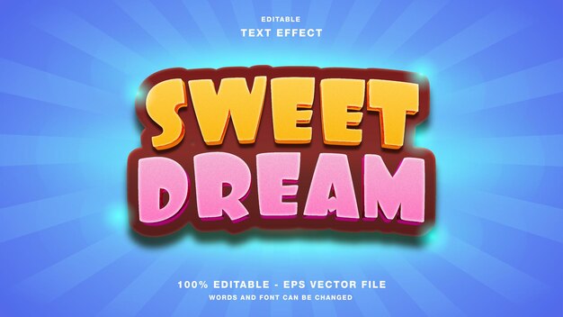 Efecto de texto editable del título del juego Sweet Dream