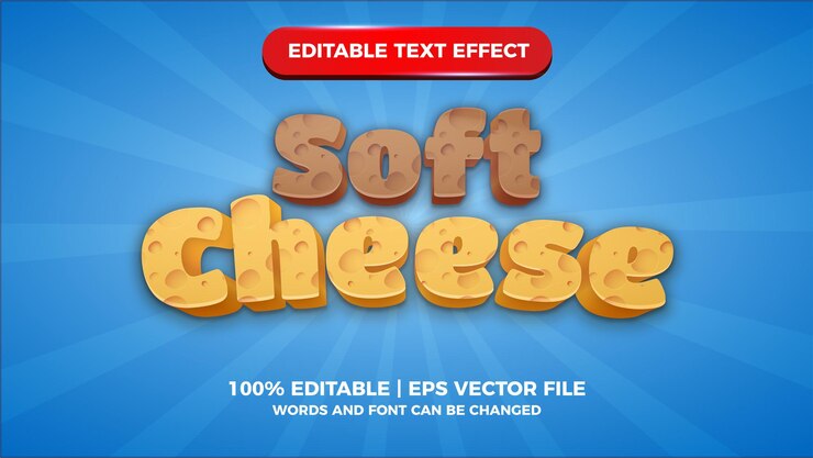 Vector efecto de texto editable del título de los juegos de cómics de soft cheese