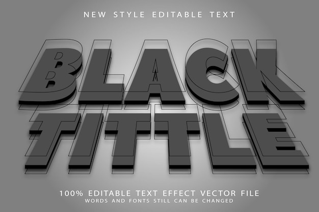 Efecto de texto editable de título negro en relieve estilo moderno