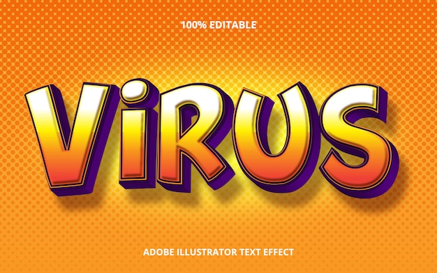 Efecto de texto editable: título de virus con estilo de textura borrosa