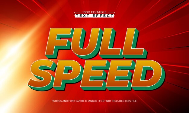 efecto de texto editable a toda velocidad con un estilo de texto de carrera y velocidad