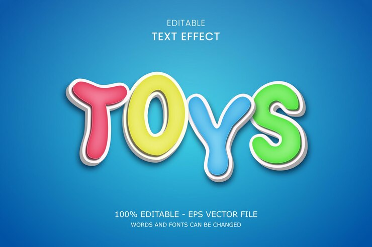 Efecto de texto editable TOYS dibujos animados en 3d y estilo de texto divertido