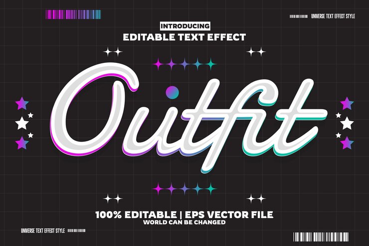 Vector efecto de texto editable para trajes en el nuevo estilo de tendencia moderna