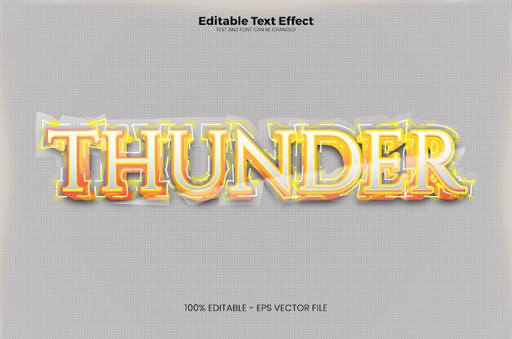 Vector efecto de texto editable de trueno en estilo moderno de tendencia premium vector