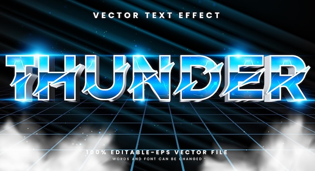 Efecto de texto editable de trueno plantilla con tema de estilo de texto azul eléctrico