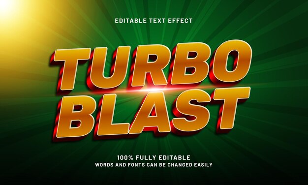 efecto de texto editable turbo blast con un estilo de texto rápido y rápido