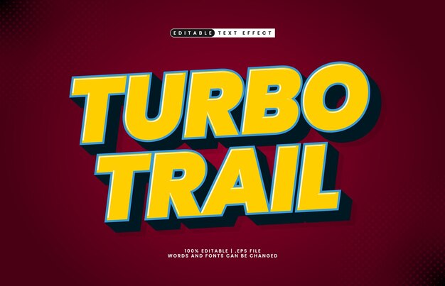 efecto de texto editable turbo trail con un estilo de texto de carrera y velocidad