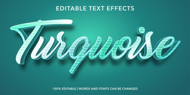Vector efecto de texto editable turquesa