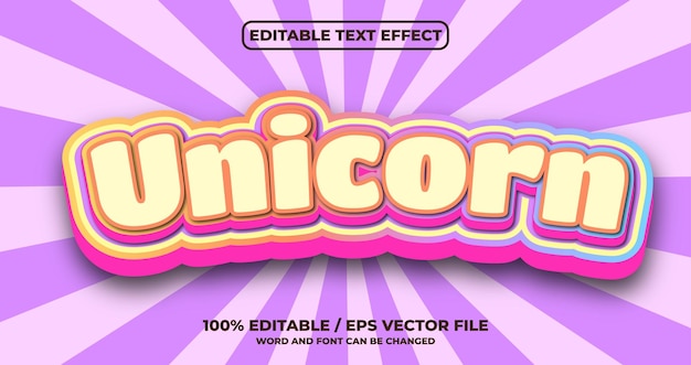 Efecto de texto editable de unicornio