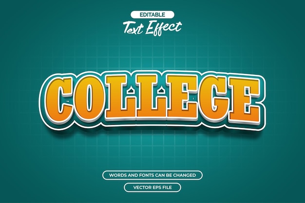 Efecto de texto editable universitario