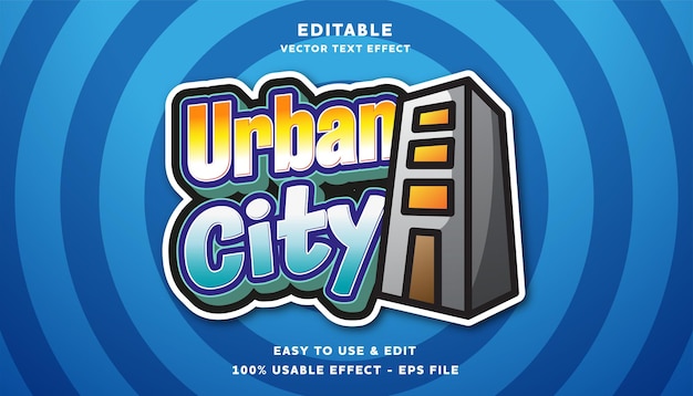 efecto de texto editable urbano con estilo moderno y simple
